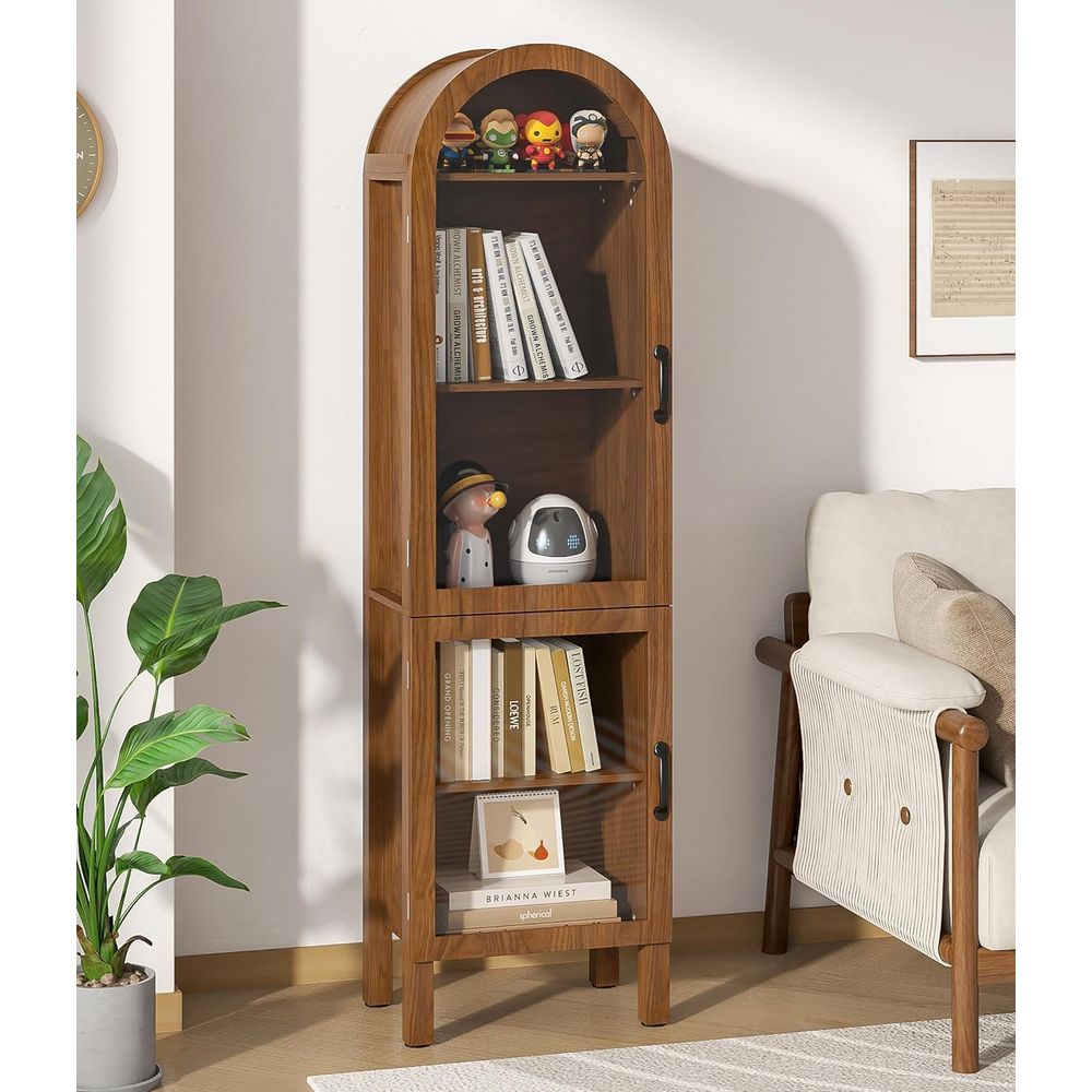 Glass Cabinet Display - 64.17 in Tall Arched Display Cabinet