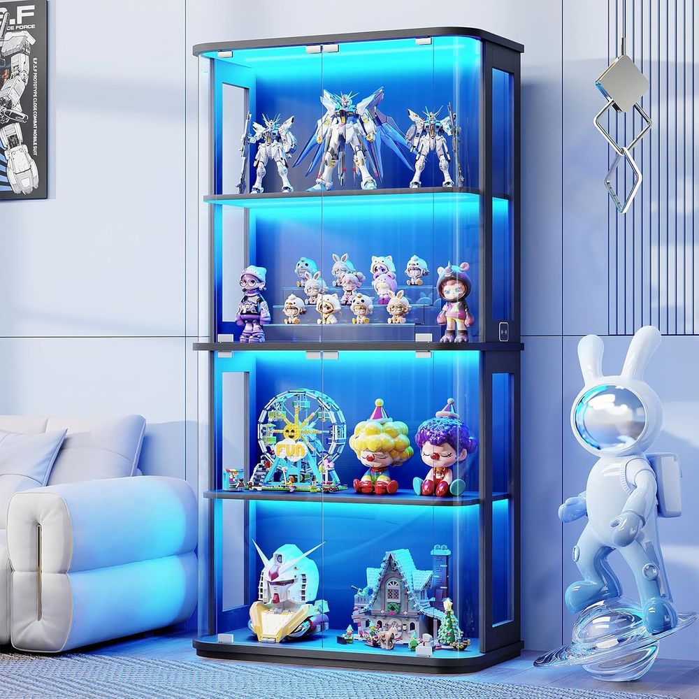 Glass Cabinet Display - Rounded Display Cabinet with Glass Door,