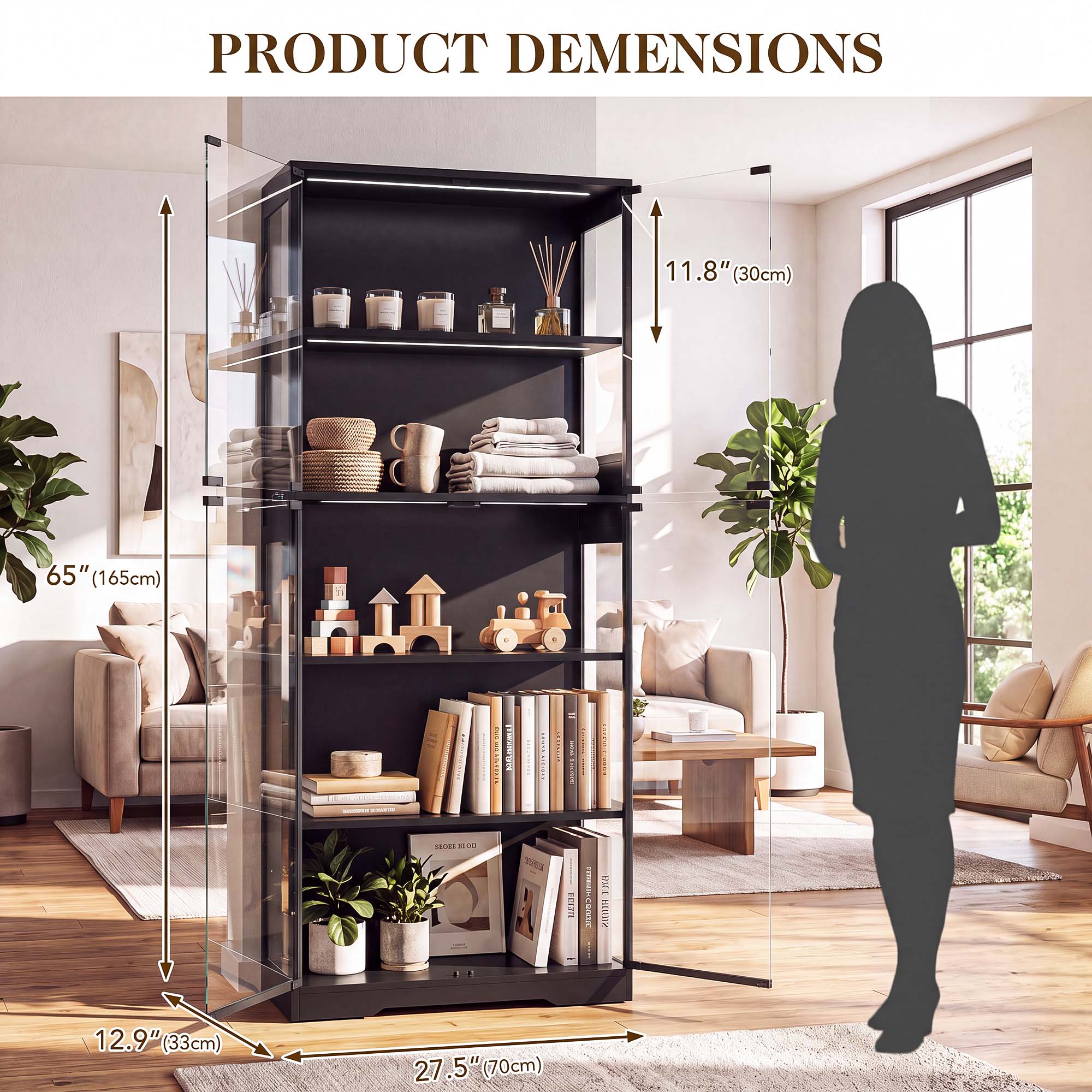 TCGBKAF 5‑Tier Display Cabinet - Glass Cabinet Display ulasan dan harga