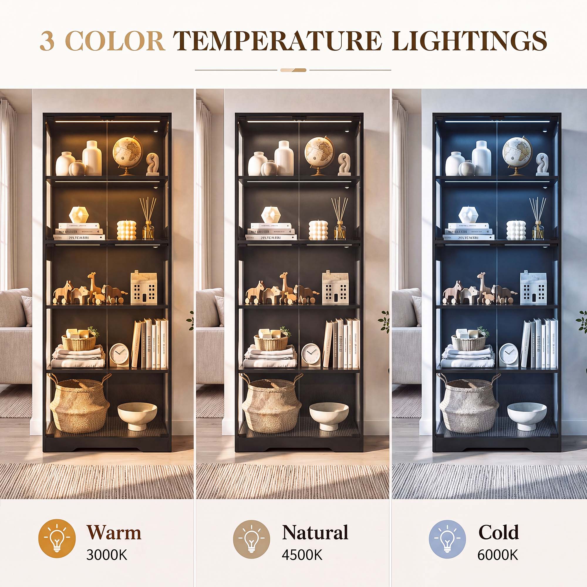 TCGBKAF 5‑Tier Display Cabinet - Glass Cabinet Display ulasan dan harga