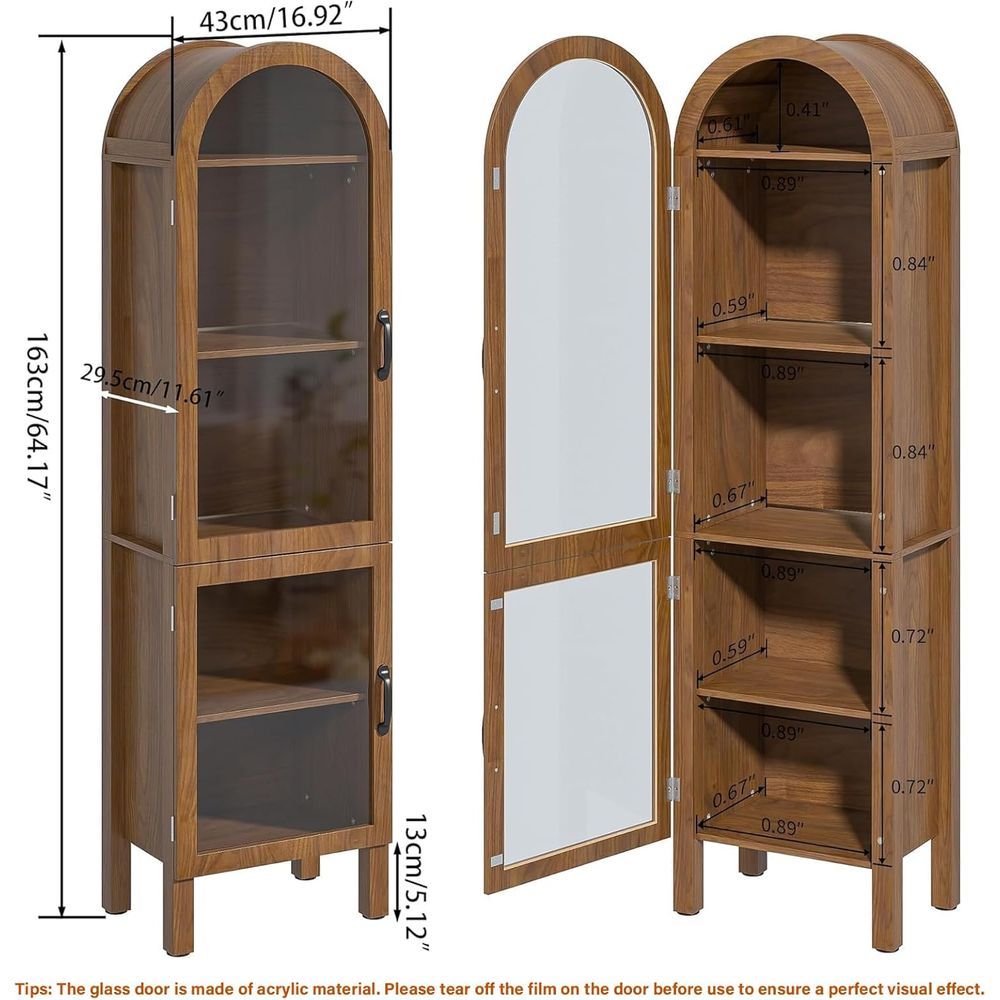 64.17 in Tall Arched Display C - Glass Cabinet Display ulasan dan harga