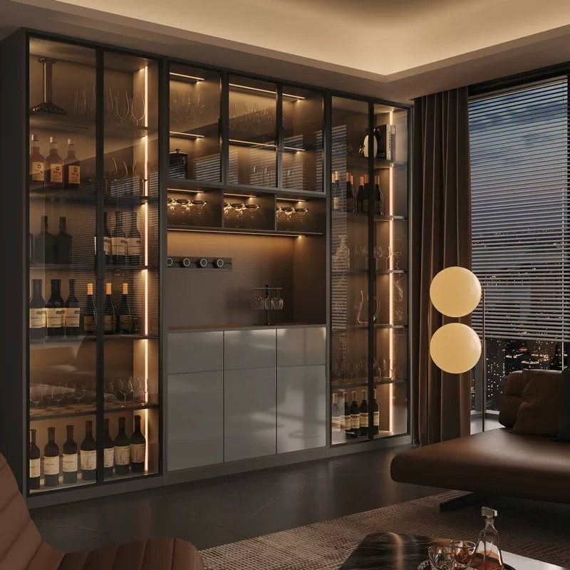 Light luxury Italian dining si - Glass Cabinet Display ulasan dan harga