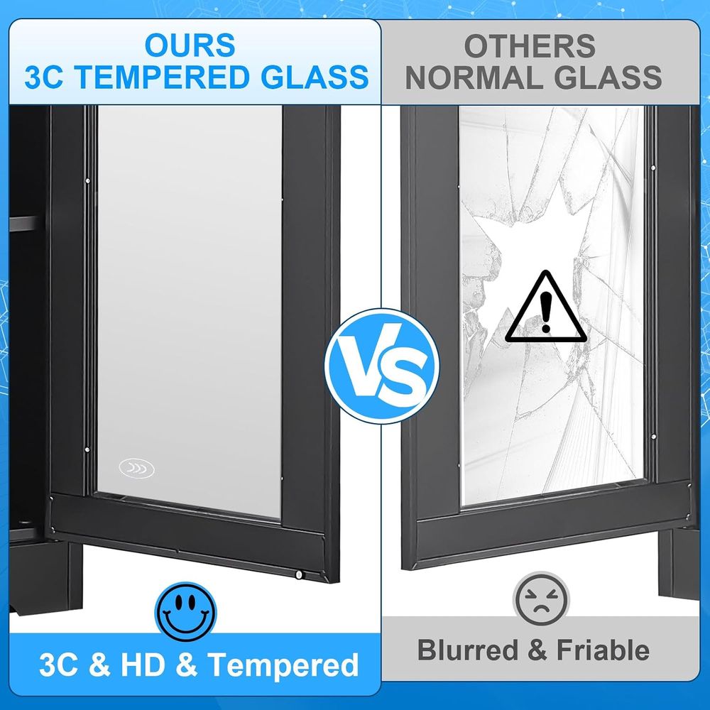 Glass Display Cabinet with Loc - Glass Cabinet Display ulasan dan harga
