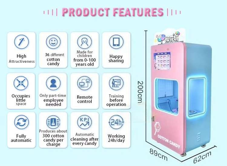 Outdoor Fully Automatic Cotton - Candy Floss Machine ulasan dan harga