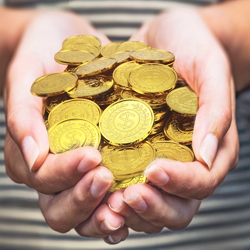 50pcs Golden Coins Plastic Pla - Arcade Game Coin ulasan dan harga