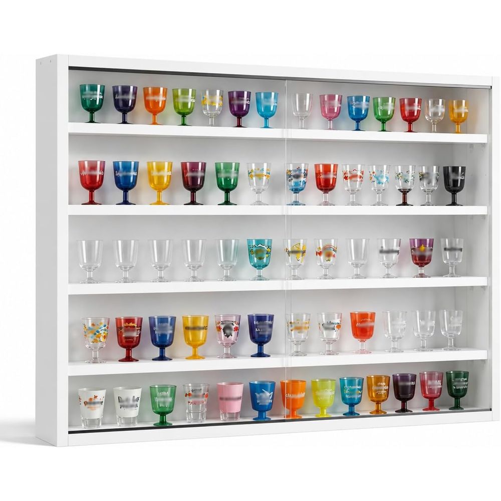 5-Tier Wall-Mounted Shot Glass - Glass Cabinet Display ulasan dan harga