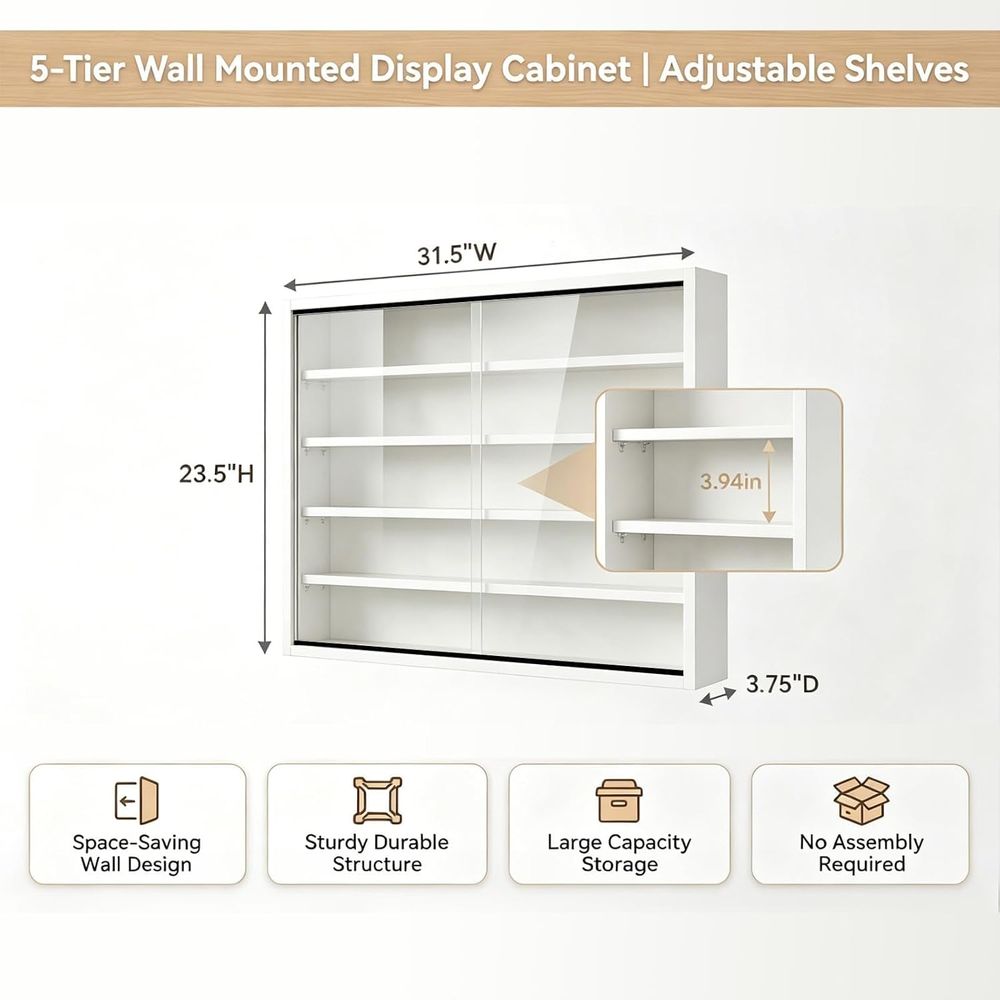 5-Tier Wall-Mounted Shot Glass - Glass Cabinet Display ulasan dan harga